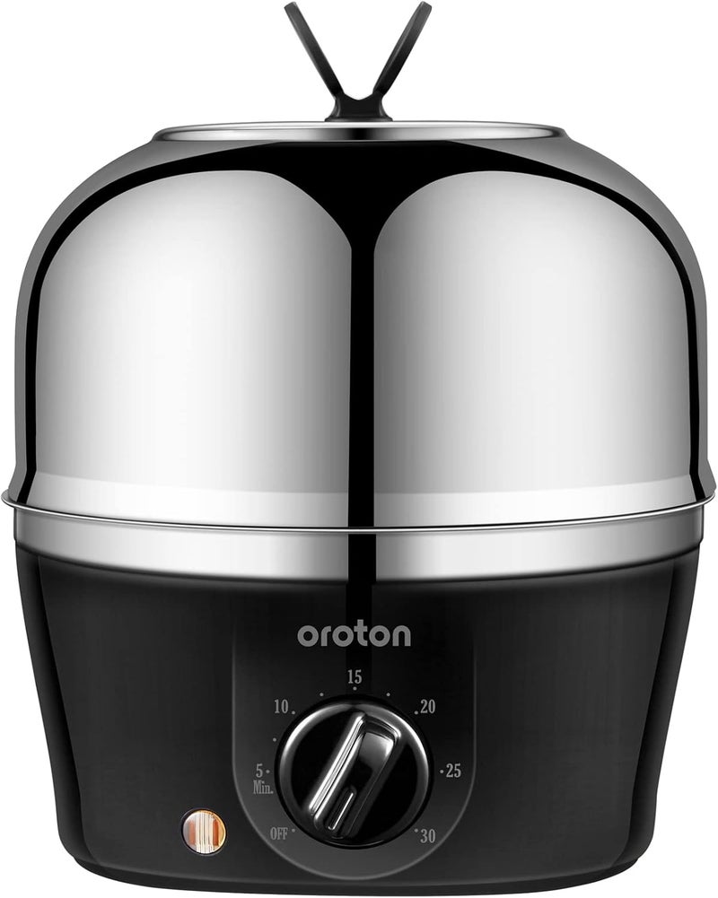 oroton 304 stainless steel inside and outside Rapid Egg Cooker, 9 Egg Capacity Electric Egg Cooker for Hard Boiler Eggs,Poacher Eggs,Scrambled Eggs,Hard Boiled Auto Shut-Off,30 Minutes Timer Settings - Image 1